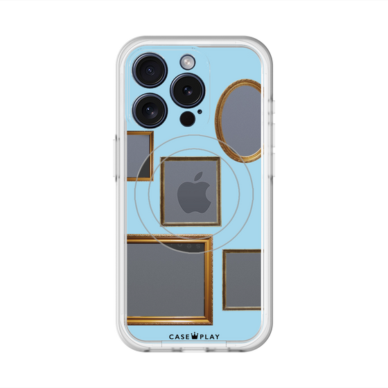 スリムプロテクションプレミアムケース with MagSafe［ Photo Frames - Light Blue ］