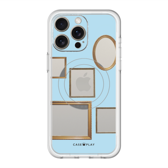 スリムプロテクションプレミアムケース with MagSafe［ Photo Frames - Light Blue ］