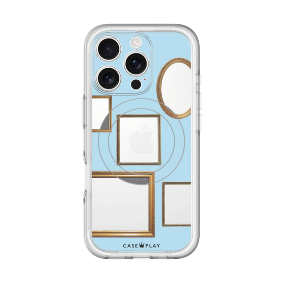 スリムプロテクションプレミアムケース with MagSafe［ Photo Frames - Light Blue ］
