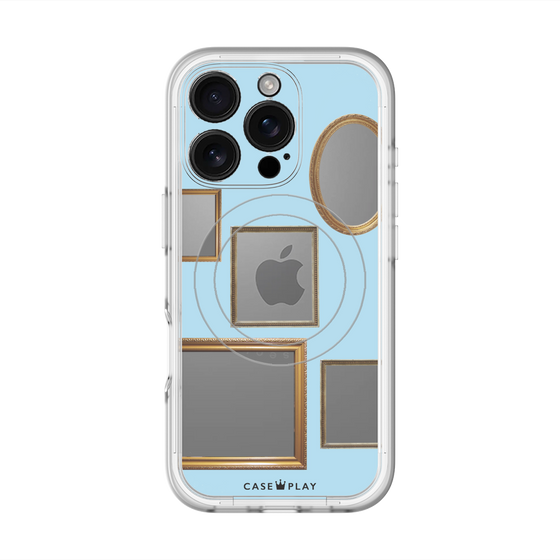スリムプロテクションプレミアムケース with MagSafe［ Photo Frames - Light Blue ］