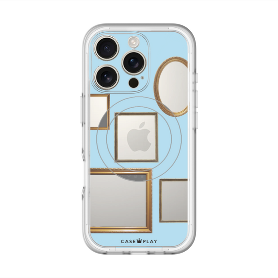 スリムプロテクションプレミアムケース with MagSafe［ Photo Frames - Light Blue ］
