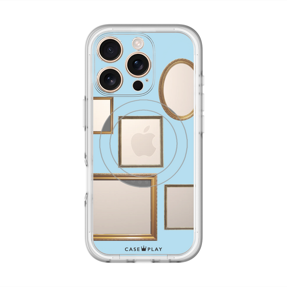 スリムプロテクションプレミアムケース with MagSafe［ Photo Frames - Light Blue ］