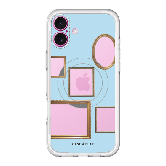 スリムプロテクションプレミアムケース with MagSafe［ Photo Frames - Light Blue ］