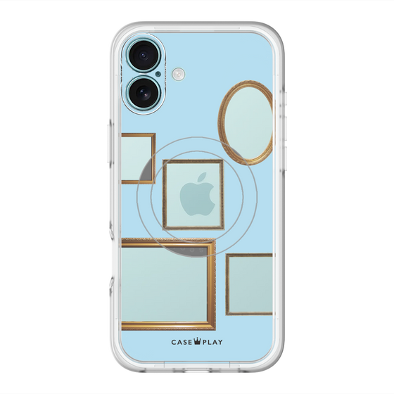 スリムプロテクションプレミアムケース with MagSafe［ Photo Frames - Light Blue ］