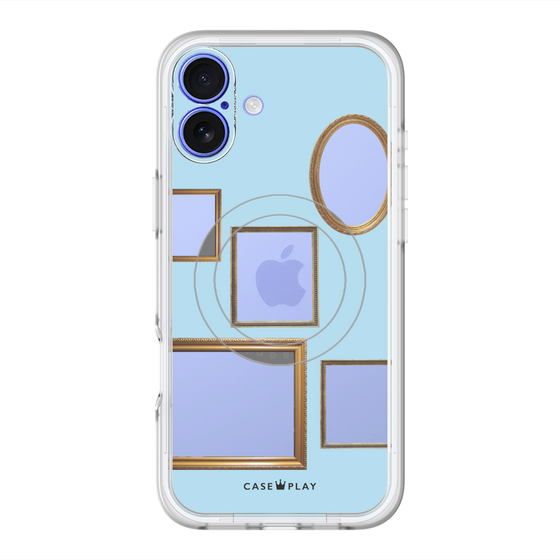 スリムプロテクションプレミアムケース with MagSafe［ Photo Frames - Light Blue ］
