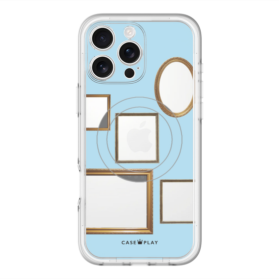 スリムプロテクションプレミアムケース with MagSafe［ Photo Frames - Light Blue ］