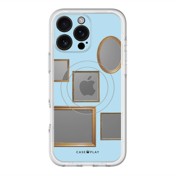 スリムプロテクションプレミアムケース with MagSafe［ Photo Frames - Light Blue ］