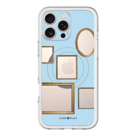 スリムプロテクションプレミアムケース with MagSafe［ Photo Frames - Light Blue ］