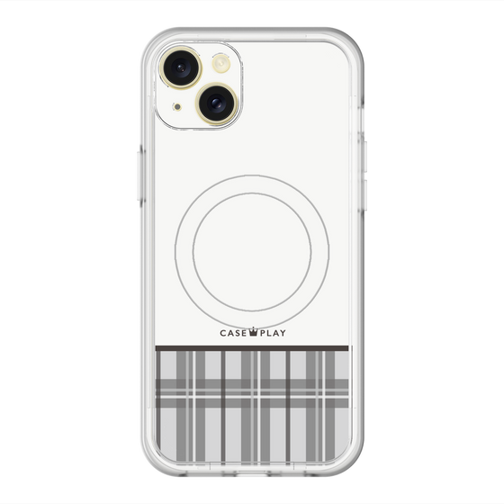 スリムプロテクションプレミアムケース with MagSafe［ CASEPLAY Tartan Check - Gray ］