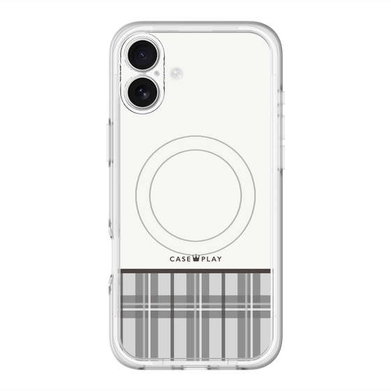 スリムプロテクションプレミアムケース with MagSafe［ CASEPLAY Tartan Check - Gray ］