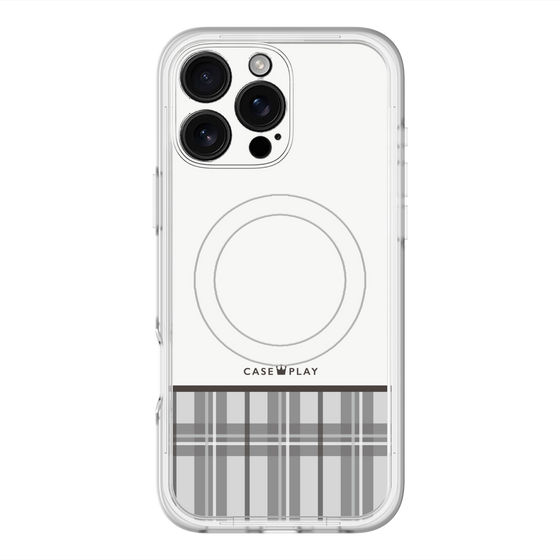 スリムプロテクションプレミアムケース with MagSafe［ CASEPLAY Tartan Check - Gray ］