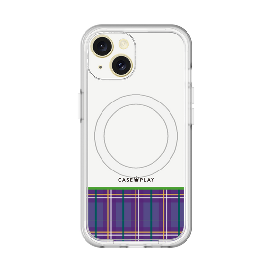 スリムプロテクションプレミアムケース with MagSafe［ CASEPLAY Tartan Check - Purple ］