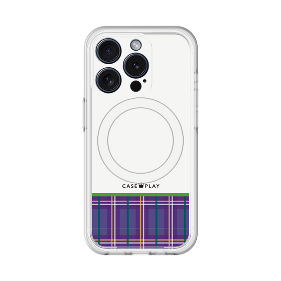 スリムプロテクションプレミアムケース with MagSafe［ CASEPLAY Tartan Check - Purple ］