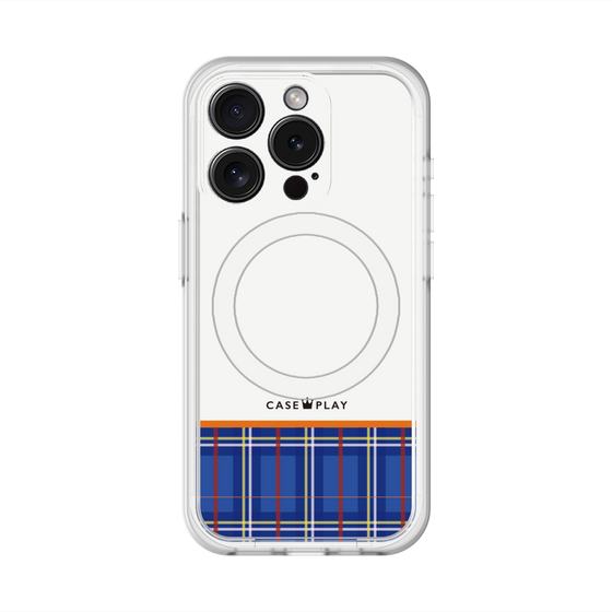 スリムプロテクションプレミアムケース with MagSafe［ CASEPLAY Tartan Check - Blue ］