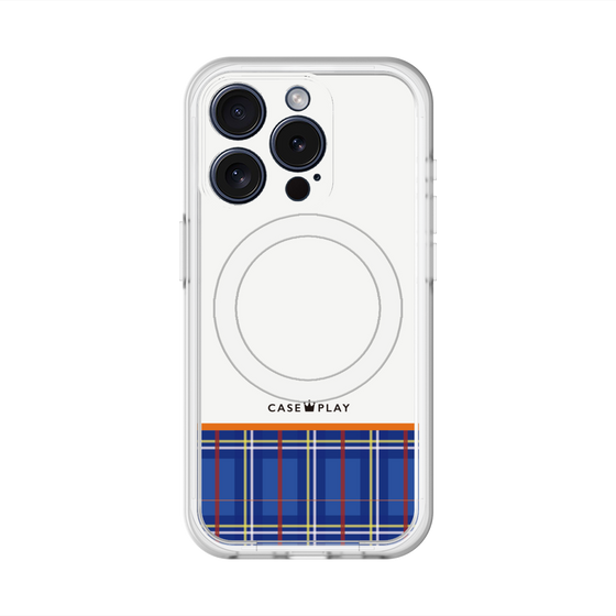 スリムプロテクションプレミアムケース with MagSafe［ CASEPLAY Tartan Check - Blue ］