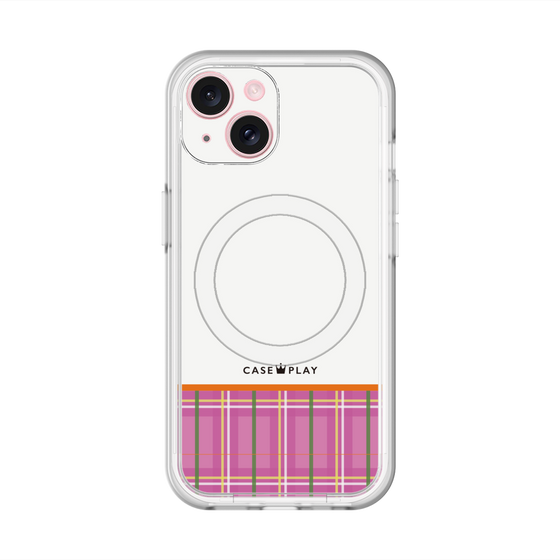 スリムプロテクションプレミアムケース with MagSafe［ CASEPLAY Tartan Check - Pink ］