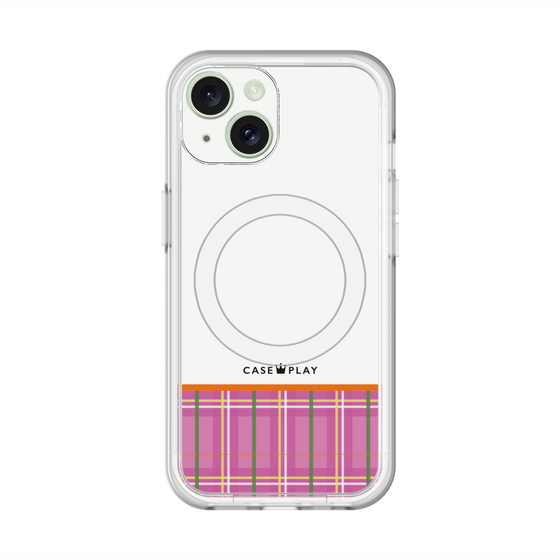 スリムプロテクションプレミアムケース with MagSafe［ CASEPLAY Tartan Check - Pink ］