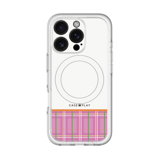 スリムプロテクションプレミアムケース with MagSafe［ CASEPLAY Tartan Check - Pink ］