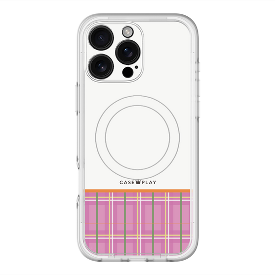 スリムプロテクションプレミアムケース with MagSafe［ CASEPLAY Tartan Check - Pink ］