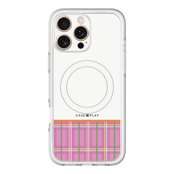 スリムプロテクションプレミアムケース with MagSafe［ CASEPLAY Tartan Check - Pink ］