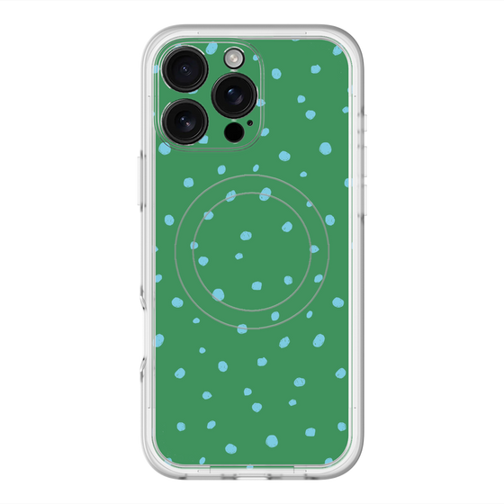 スリムプロテクションプレミアムケース with MagSafe［ Drawing Dot - Green ］