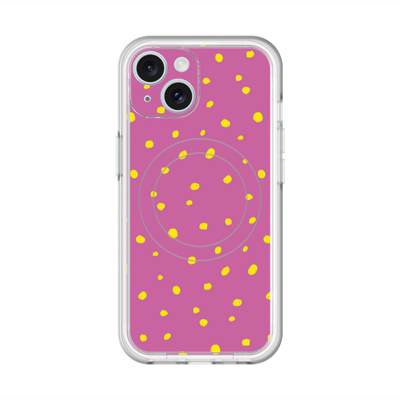 スリムプロテクションプレミアムケース with MagSafe［ Drawing Dot - Pink ］