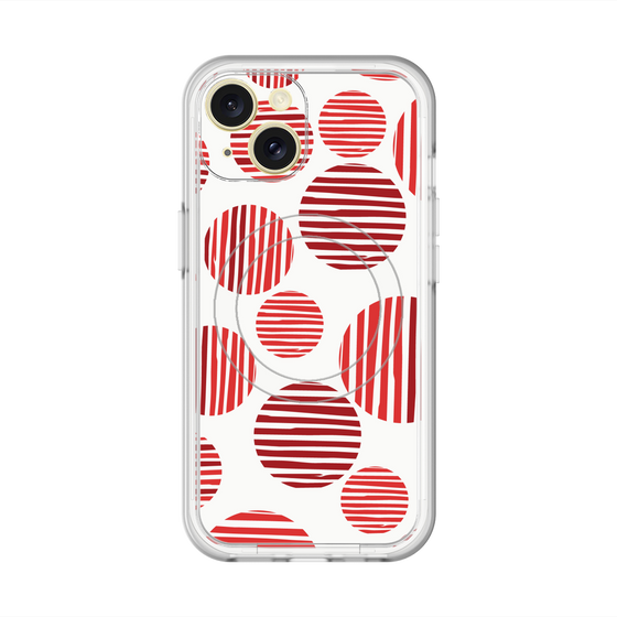 スリムプロテクションプレミアムケース with MagSafe［ Nordic Dot - Red ］