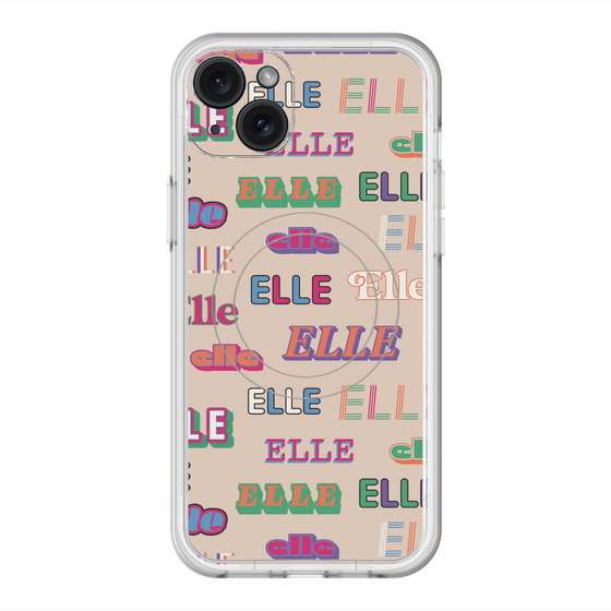 スリムプロテクションプレミアムケース with MagSafe［ ELLE - ミックスロゴ ］