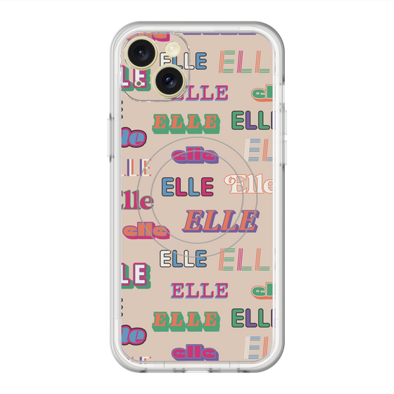 スリムプロテクションプレミアムケース with MagSafe［ ELLE - ミックスロゴ ］