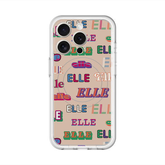 スリムプロテクションプレミアムケース with MagSafe［ ELLE - ミックスロゴ ］