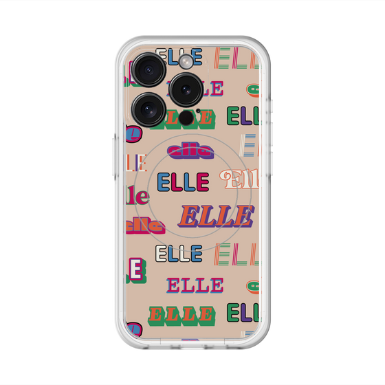 スリムプロテクションプレミアムケース with MagSafe［ ELLE - ミックスロゴ ］