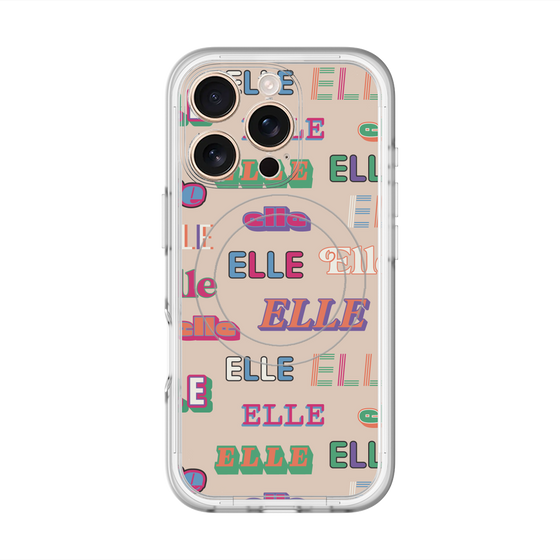 スリムプロテクションプレミアムケース with MagSafe［ ELLE - ミックスロゴ ］