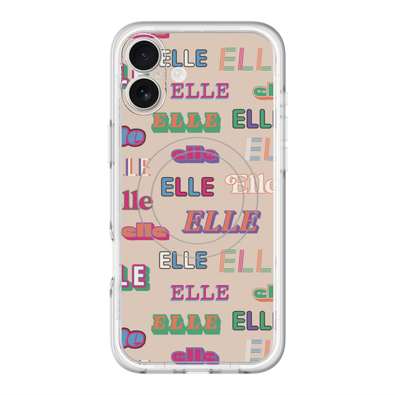 スリムプロテクションプレミアムケース with MagSafe［ ELLE - ミックスロゴ ］