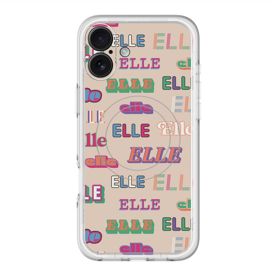 スリムプロテクションプレミアムケース with MagSafe［ ELLE - ミックスロゴ ］