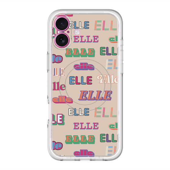 スリムプロテクションプレミアムケース with MagSafe［ ELLE - ミックスロゴ ］