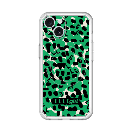 スリムプロテクションプレミアムケース with MagSafe［ ELLEgirl - レオパード - Green ］