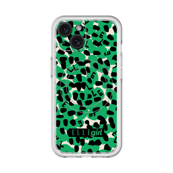 スリムプロテクションプレミアムケース with MagSafe［ ELLEgirl - レオパード - Green ］