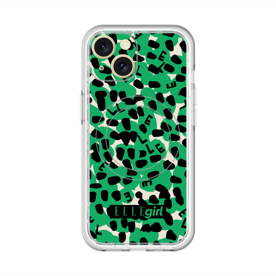 スリムプロテクションプレミアムケース with MagSafe［ ELLEgirl - レオパード - Green ］