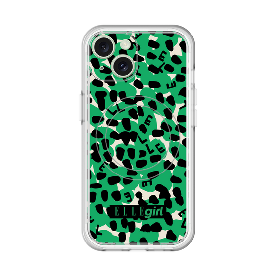 スリムプロテクションプレミアムケース with MagSafe［ ELLEgirl - レオパード - Green ］