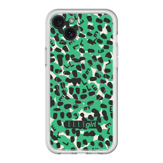 スリムプロテクションプレミアムケース with MagSafe［ ELLEgirl - レオパード - Green ］