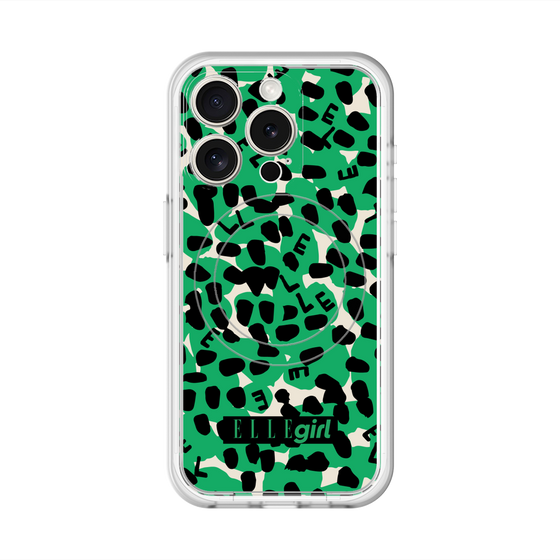 スリムプロテクションプレミアムケース with MagSafe［ ELLEgirl - レオパード - Green ］