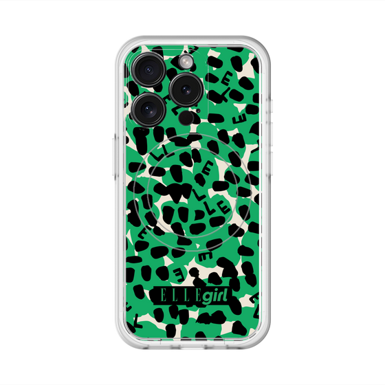 スリムプロテクションプレミアムケース with MagSafe［ ELLEgirl - レオパード - Green ］