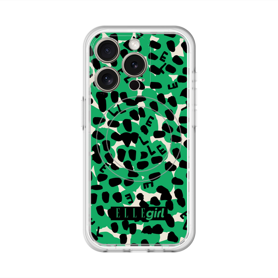 スリムプロテクションプレミアムケース with MagSafe［ ELLEgirl - レオパード - Green ］