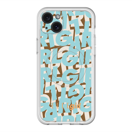 スリムプロテクションプレミアムケース with MagSafe［ ELLEgirl - ミックスロゴ - Pale blue ］