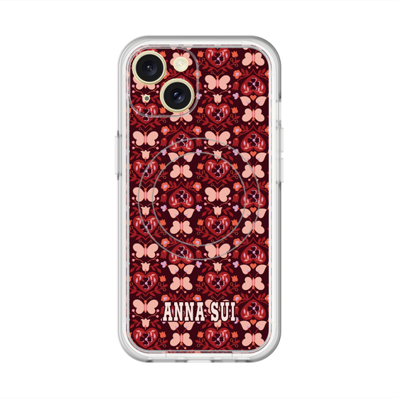 スリムプロテクションプレミアムケース with MagSafe［ ANNA SUI - バタフライハーツ - レッド ］