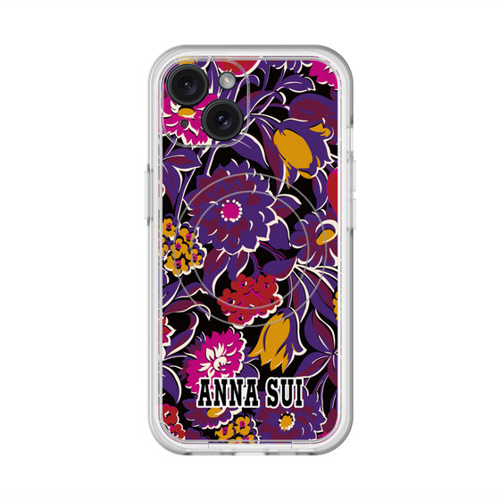 スリムプロテクションプレミアムケース with MagSafe［ ANNA SUI - ガーデンフワラー - マゼンタ ］