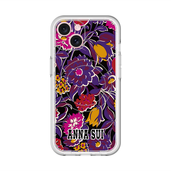 スリムプロテクションプレミアムケース with MagSafe［ ANNA SUI - ガーデンフワラー - マゼンタ ］