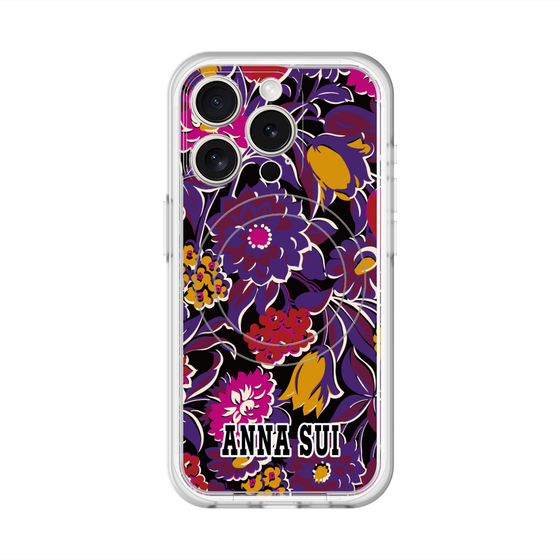 スリムプロテクションプレミアムケース with MagSafe［ ANNA SUI - ガーデンフワラー - マゼンタ ］