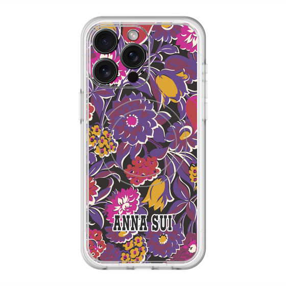 スリムプロテクションプレミアムケース with MagSafe［ ANNA SUI - ガーデンフワラー - マゼンタ ］