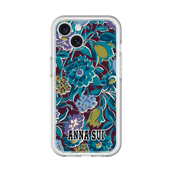 スリムプロテクションプレミアムケース with MagSafe［ ANNA SUI - ガーデンフワラー - シアン ］